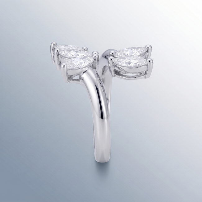 14 Karaat Witgouden Marquise Ring met Lab Diamanten