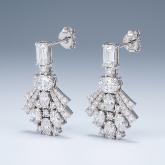 Diamanten Oorhangers Art Deco Waaier