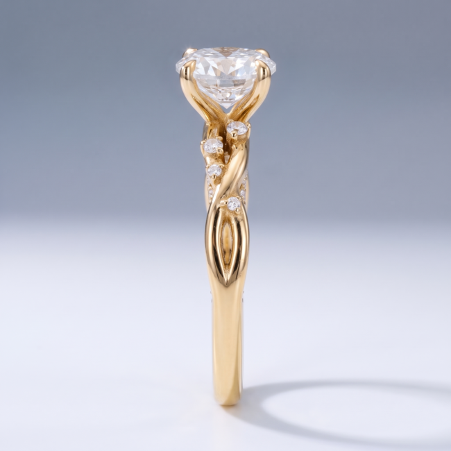 Gouden Verlovingsring maat 17 met Ovale Diamant 2,03 ct