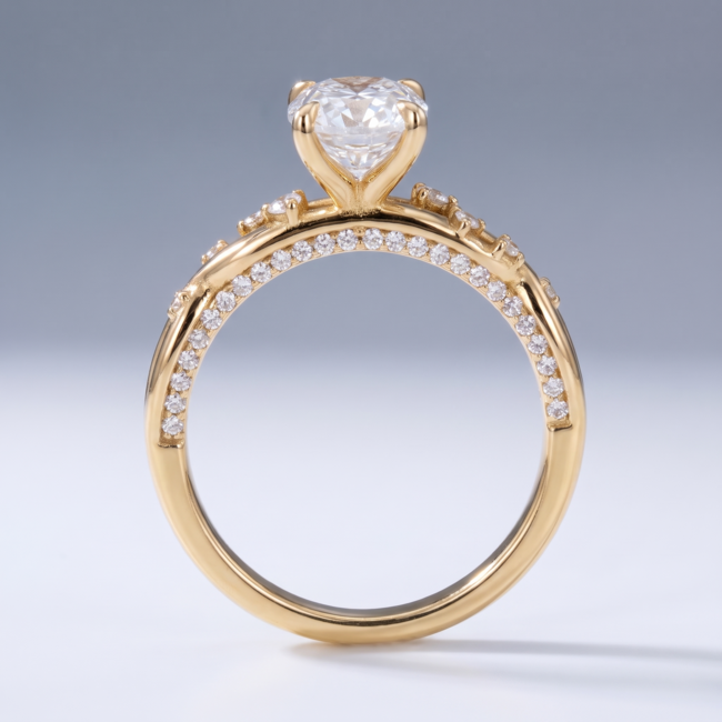 Gouden Verlovingsring maat 17 met Ovale Diamant 2,03 ct