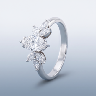 Witgouden Ring met Marquise Diamant en Vleugels