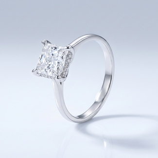 Witgouden Princess Cut Ring met Verborgen Halo