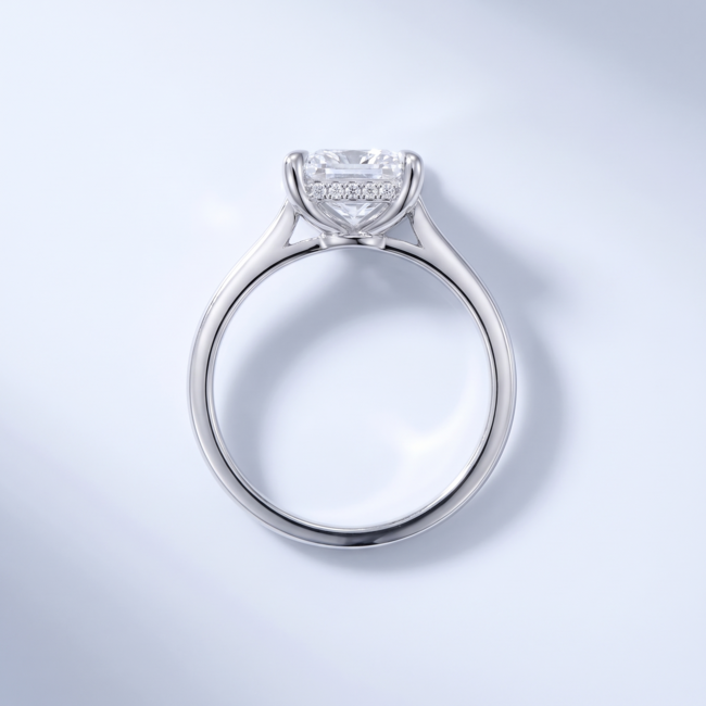 Witgouden Princess Cut Ring maat 17 met Verborgen Halo