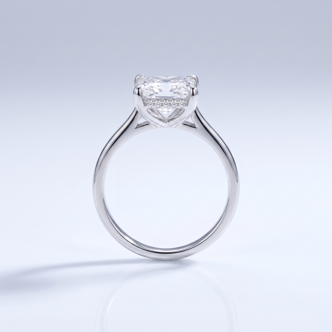 Witgouden Princess Cut Ring maat 17 met Verborgen Halo
