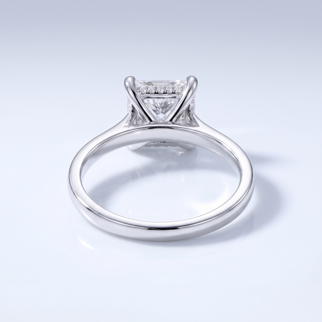 Witgouden Princess Cut Ring maat 17 met Verborgen Halo