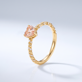 Hartvorm Lab Diamant Ring met Gedraaide Band
