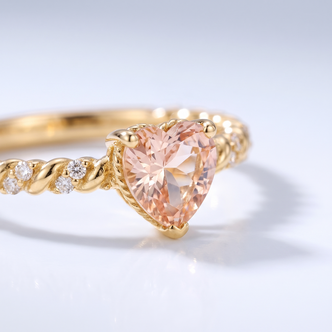 Hartvorm Lab Diamant Ring met Gedraaide Band 1.00