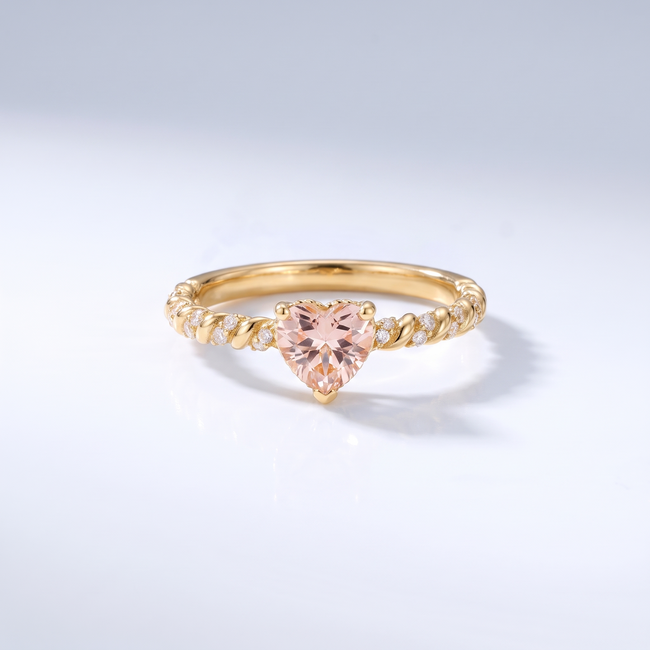 Hartvorm Lab Diamant Ring met Gedraaide Band 1.00