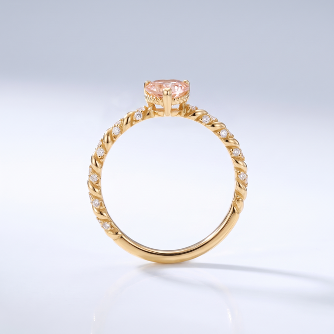 Hartvorm Lab Diamant Ring met Gedraaide Band 1.00