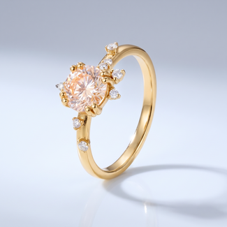 Solitaire Ring met Roze Lab Diamant en Accentdiamantjes