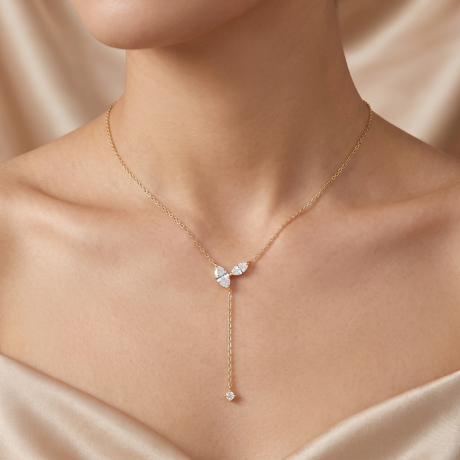 Lariat Ketting met Marquise Diamanten 1.00 ct
