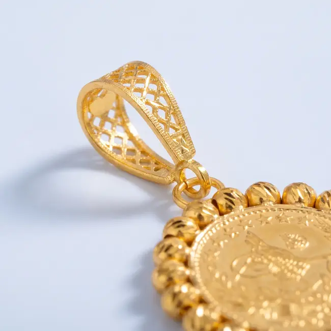 Gouden Hanger met Çeyrek Reşat Munt en Dorika Balletjes  22 Karaat Goud