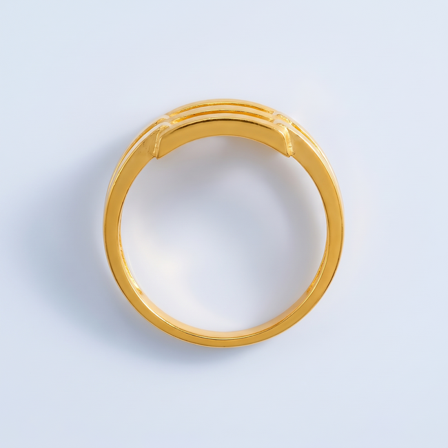 Statement Ring met Geometrisch Bandmotief  22 Karaat Goud