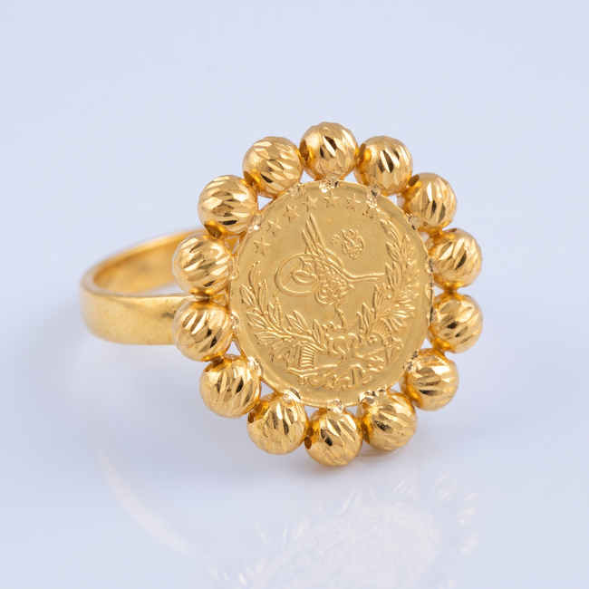 Mini Çeyrek Reşat Ring met Dorika – 22 Karaat Goud, Maat 17 3/4