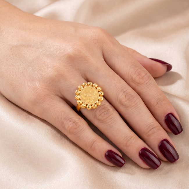 Mini Çeyrek Reşat Ring met Dorika – 22 Karaat Goud, Maat 17 3/4