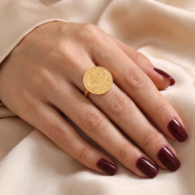 Gedraaide Çeyrek Reşat Ring  22 Karaat Goud