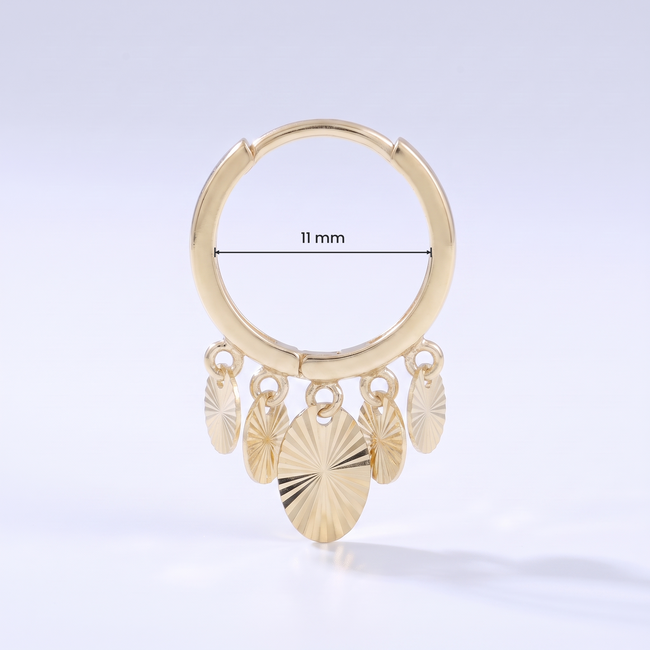 Kleine Gouden Creolen 14 Karaat met Diamantslijp Hangertjes