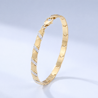 Gouden Schakelarmband Bicolor