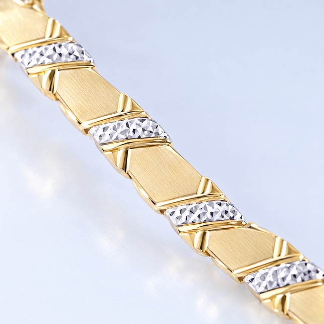 Gouden Schakelarmband Dames 14 Karaat Bicolor