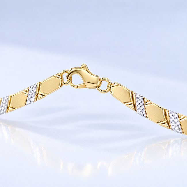 Gouden Schakelarmband Dames 14 Karaat Bicolor