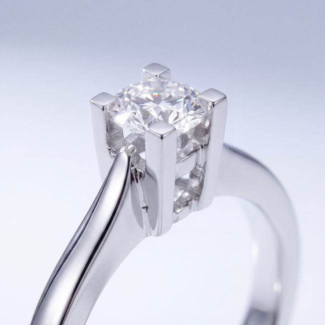 Solitaire Ring met Diamant 0,20 ct 14 Karaat Witgoud