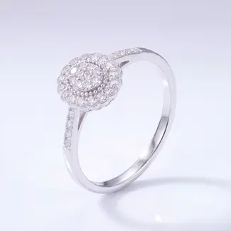 Ovale Cluster Ring met Diamant