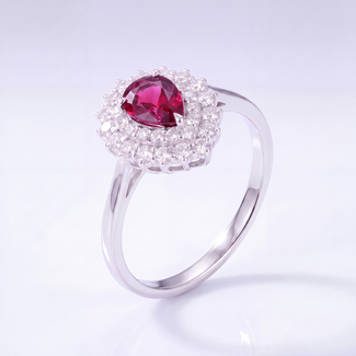 Robijn Ring met Diamant Halo