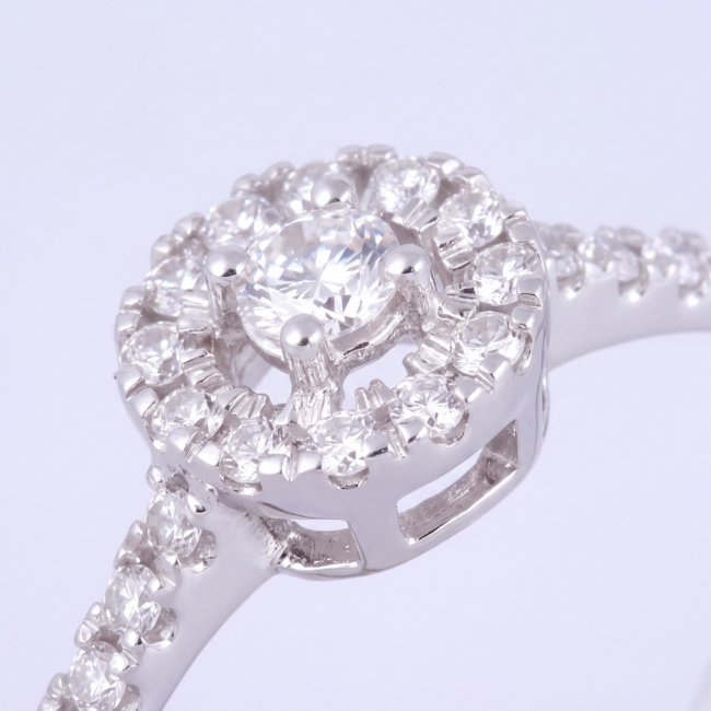 Halo Verlovingsring met Diamant 0,31 ct 14 Karaat Witgoud