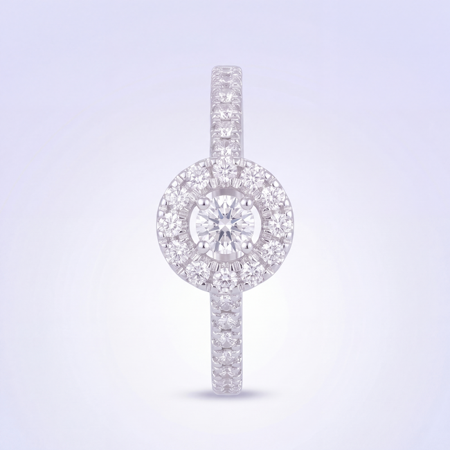 Halo Verlovingsring met Diamant 0,31 ct 14 Karaat Witgoud