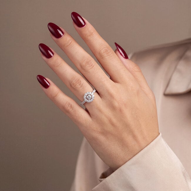 Halo Verlovingsring met Diamant 0,31 ct 14 Karaat Witgoud