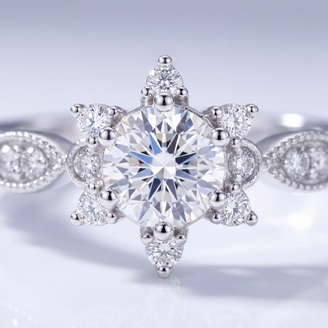 Vintage Verlovingsring met Diamant 0,50 ct 14 Karaat Witgoud
