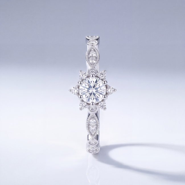 Vintage Verlovingsring met Diamant 0,50 ct 14 Karaat Witgoud