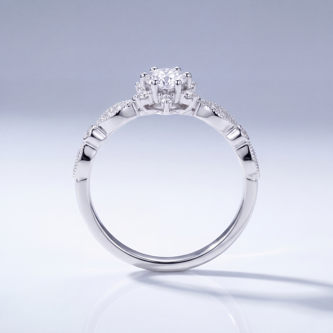 Vintage Verlovingsring met Diamant 0,50 ct 14 Karaat Witgoud
