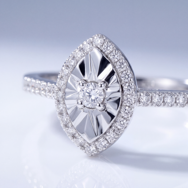 Marquise Ring met Diamant 0,17 ct 14 Karaat Witgoud