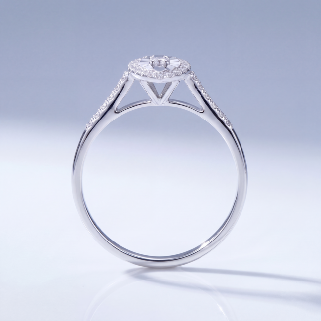 Marquise Ring met Diamant 0,17 ct 14 Karaat Witgoud
