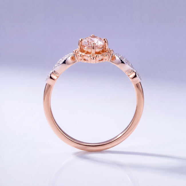 Vintage Morganiet Ring 0,31 ct 14 Karaat Rose Goud