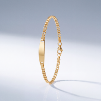 Gouden Baby Armband met Gourmet Schakel en Naamplaatje
