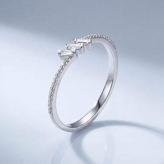 Baguette Ring Witgoud met Diamant