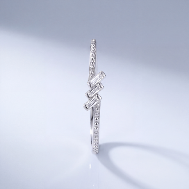 14 Karaat Baguette Ring Witgoud met Natuurlijke Diamanten