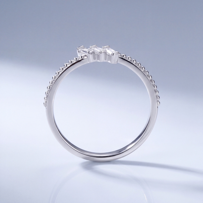 14 Karaat Baguette Ring Witgoud met Natuurlijke Diamanten