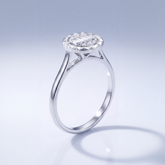 Rozet Ring Witgoud met Diamant