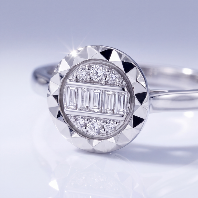 Rozet Ring Witgoud met Natuurlijke Diamanten