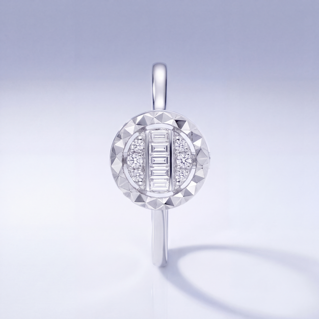 Rozet Ring Witgoud met Natuurlijke Diamanten