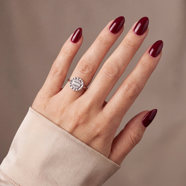 Rozet Ring Witgoud met Natuurlijke Diamanten