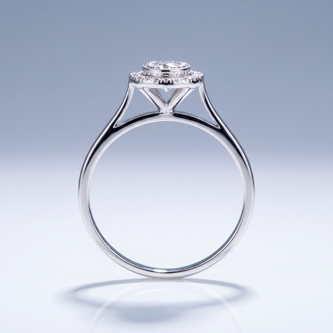 Rozet Ring Witgoud met Natuurlijke Diamanten