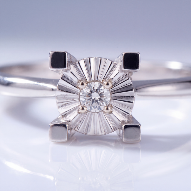 Stapelring Witgoud met Natuurlijke Diamant