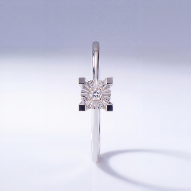Stapelring Witgoud met Natuurlijke Diamant
