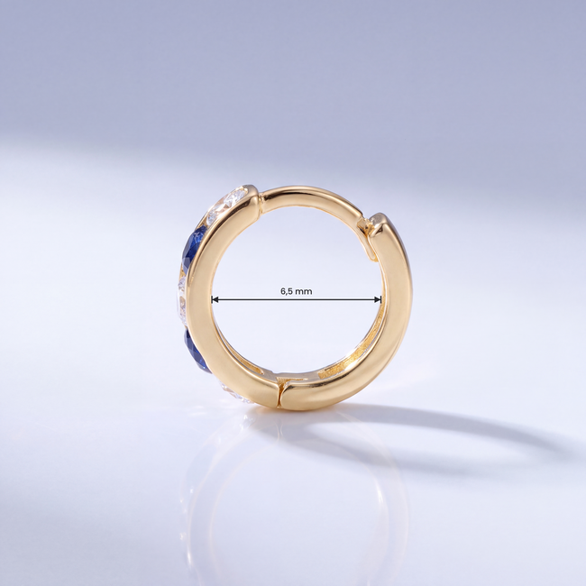 14 Karaat Blauwe Oorbellen Goud Creolen met Zirkonia voor Kinderen