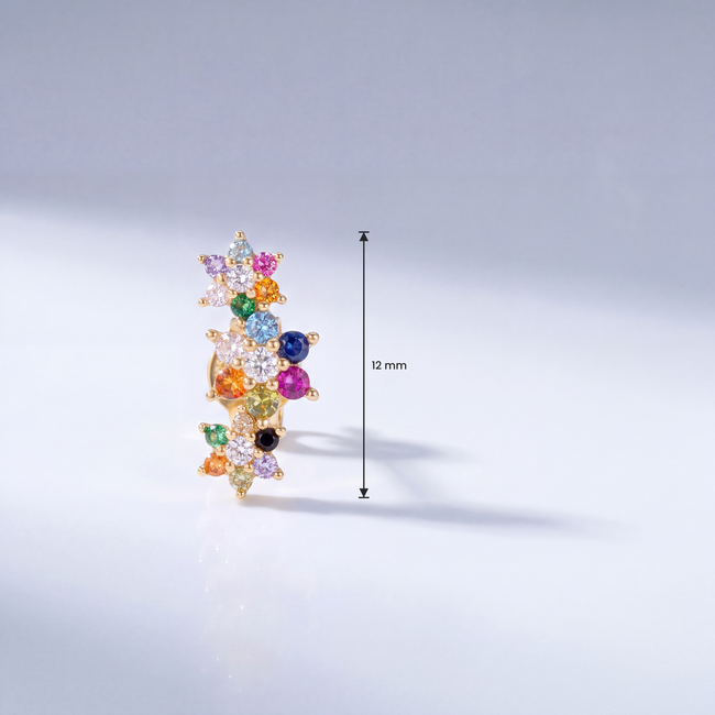 14 Karaat Gouden Regenboog Oorbellen met Gekleurde Zirkonia voor Kinderen