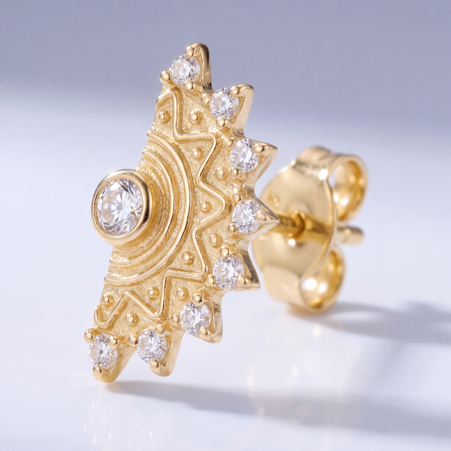 14 Karaat Gouden Ster Oorstekers met Zirkonia